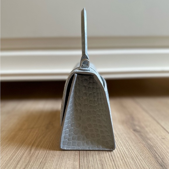 Balenciaga Hourglass Small Handbag Crocodile Embossed Light Blue NEW - Picture 3 of 9